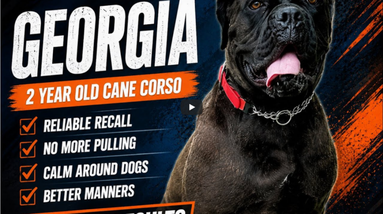 Georgia Sweet Peach, the Cane Corso starting leash control and confidence training in Dayton, Ohio