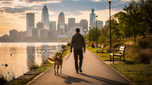 Dog walking near dog-friendly hotels in Dayton OH