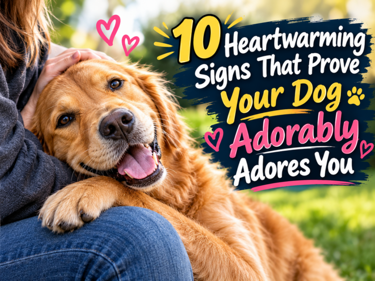 create me an image only for this blog title, 10 Heartwarming Signs That Prove Your Dog Adorably Adores You