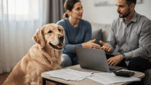 Owner comparing the cost of dog training service options