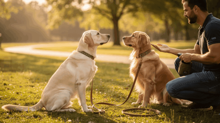 How to train a Labrador dog with rewards in the park