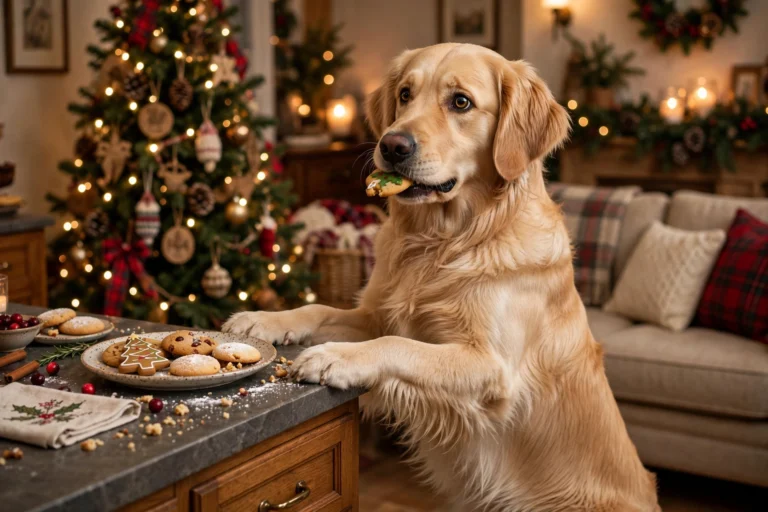 Golden Retriever caught stealing Christmas cookies - is your dog holiday ready